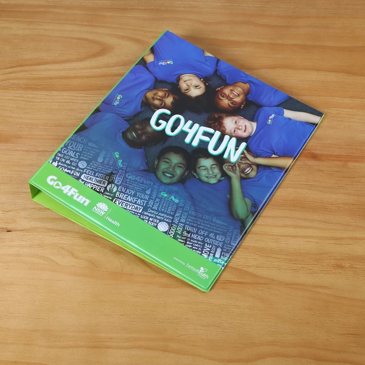 Hot sale office 2 inch plastic pvc 3-hole ring binder a4 size hard cover document files folders printed with pocket custom