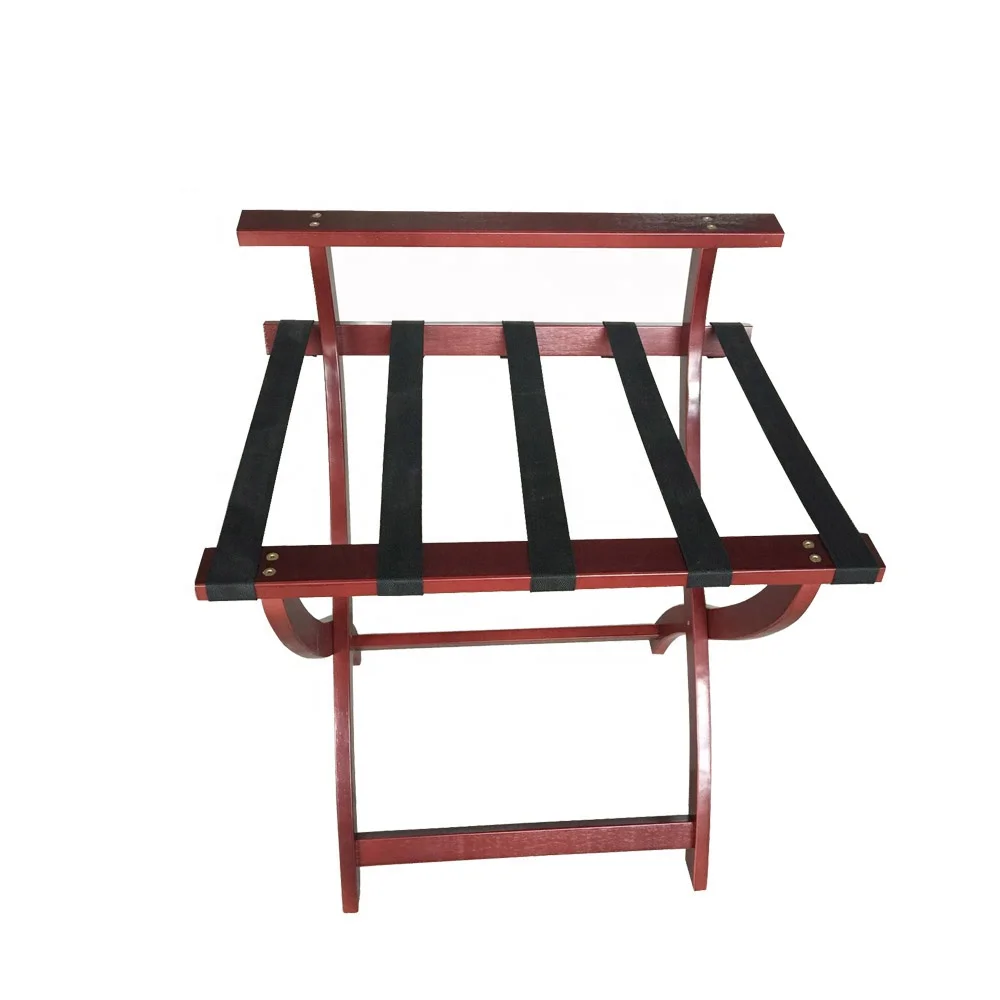 Antique style red color folding solid wood luggage rack for hotel