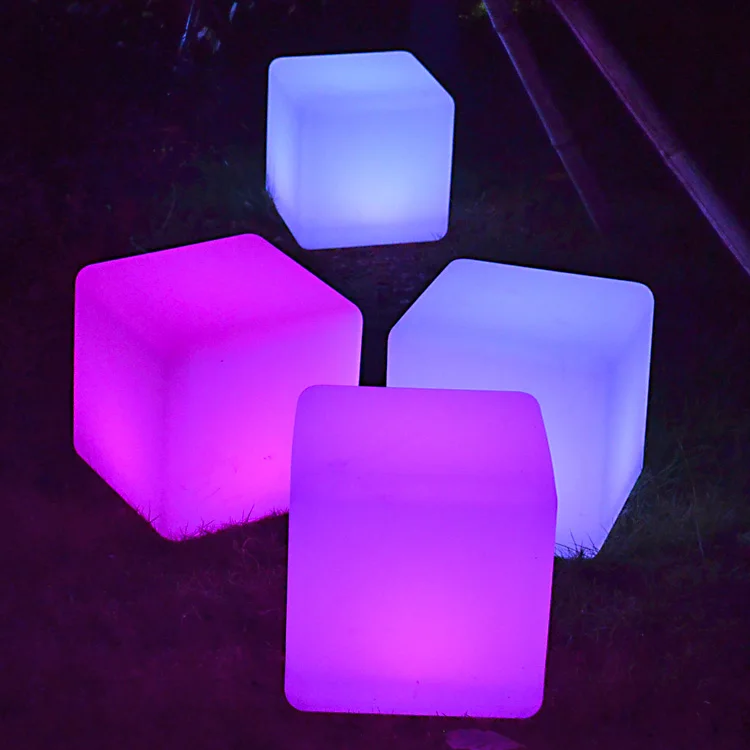 LED Light Cube Stool Custom Outdoor Waterproof Bar Furniture Bar Chair Commercial Furniture RGB High Quality Pe,plastic Modern