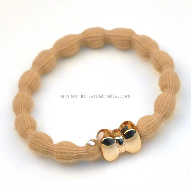 Wholesale Gold Star Heart Bead Strong Elastic Bamboo Nylon Hair Band