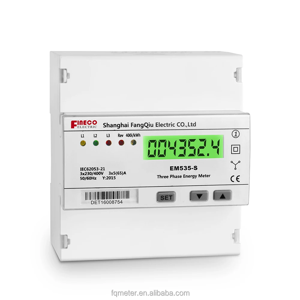 EM535-S 3*230/400V 5(65)A 3 phase 4 wire kwh meter electric energy meter with pulse output