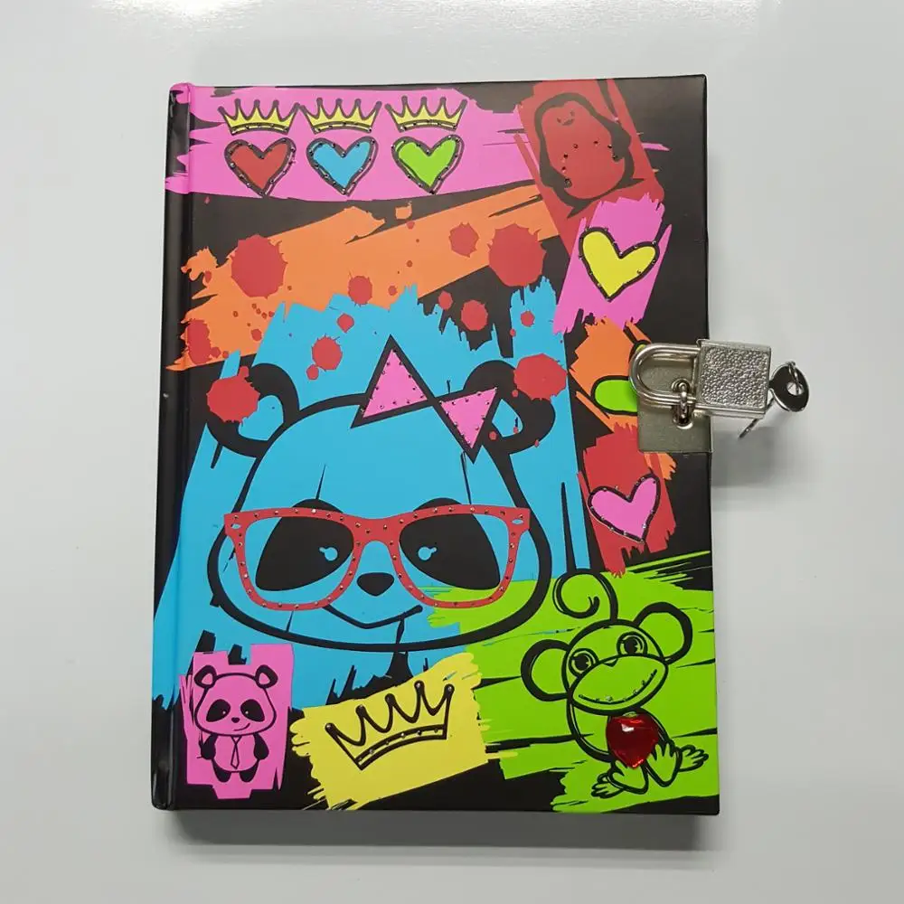 
hot selling promotion custom push button notebook school diary with lock and key 