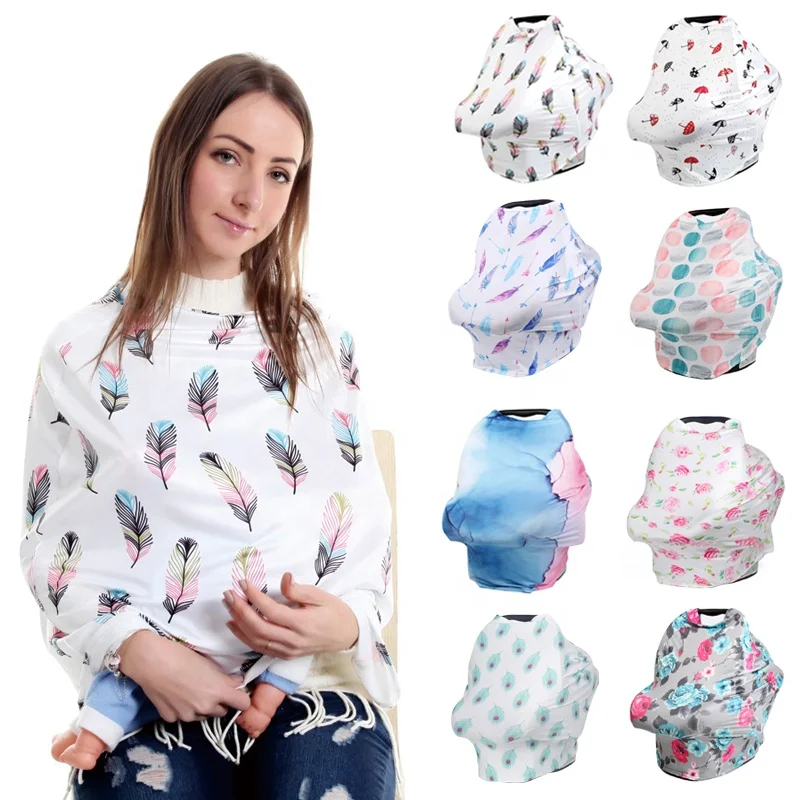 Custom Logo pattern Multi Use nursing printed printed lady baby scarf breastfeeding nursing cover