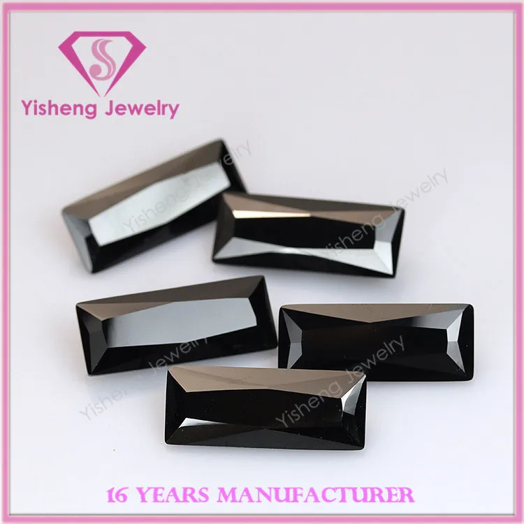 Rectangle Loose Sharp Bottom Faceted Cut Synthetic CZ Black Tourmaline Stone Price