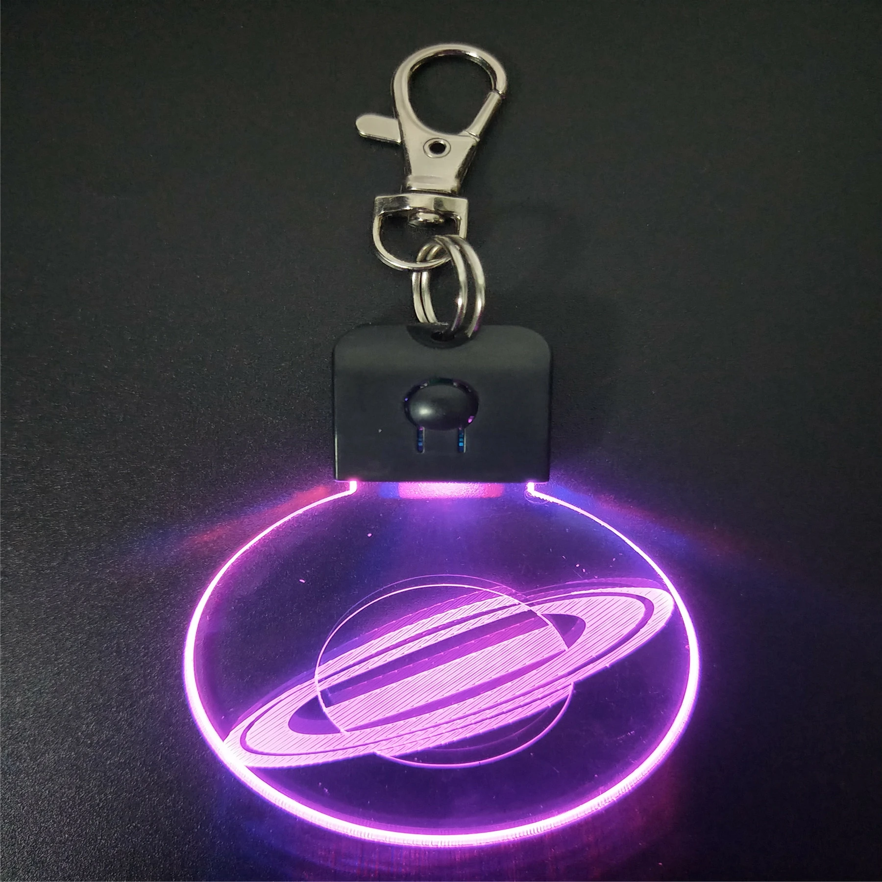 
Custom Round Shape Key Organizer LED Color Flashing Planet Design Unique Keychains Creative 3D Mini night Light 