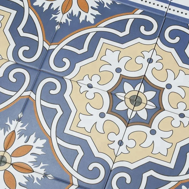 Decorative Moroccan Style 20x20 cm Hand Painted Floral Portuguese Encaustic Ceramic Tile