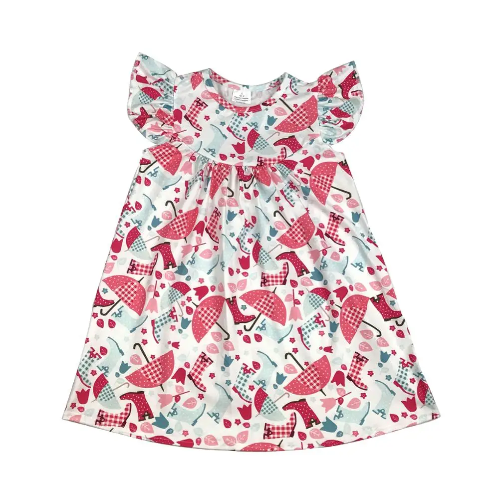 
 Детская бутиковая детская одежда с принтом зонтика платье для девочек оптовая продажа  