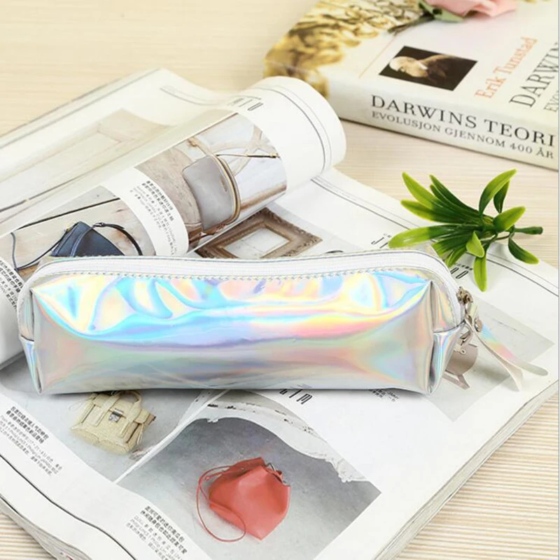 Kawaii Laser Transparent Pencil Case Student School Pencil Case For Girl