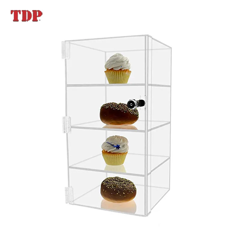 Customize 4 Layer Clear Acrylic Countertop Display with Locking  Security Showcase for Bread