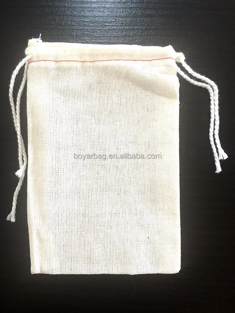Customized Muslin Bag Small Pouch 100% Cotton Drawstring Tea Bags