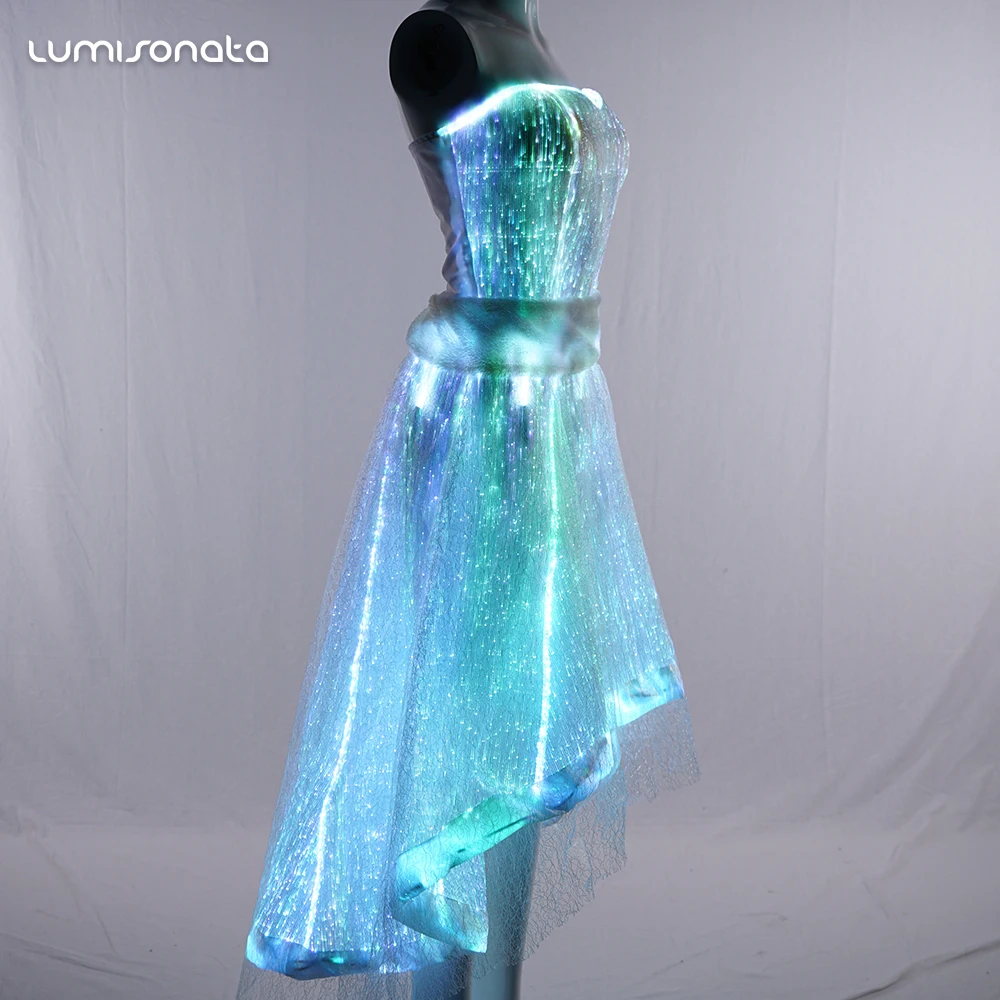 2018 LED glow in the dark light up luminous long bridesmaid dresses