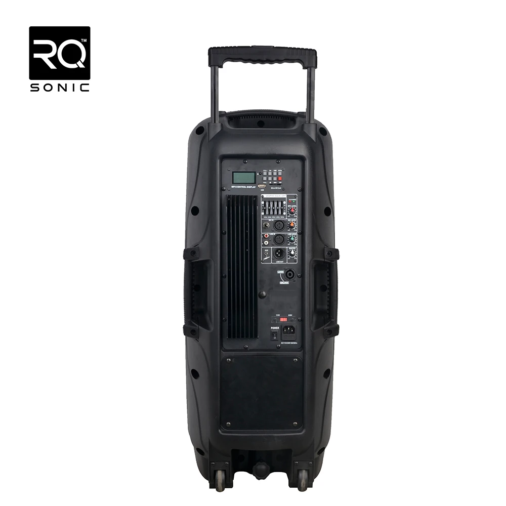 RQSONIC PMQ210AQX Dual 10 Inch Powered Speaker PA Rechargeable Trolley Speaker