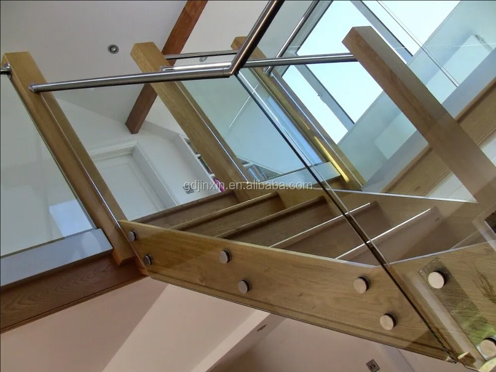 
Frameless glass balustrade side fixed pinned glass with stainless steel standoffs 