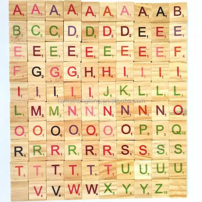 Wood Letter Tile Wooden S crabble Tiles A-Z Capital Letters for Crafts, Pendants, Spelling