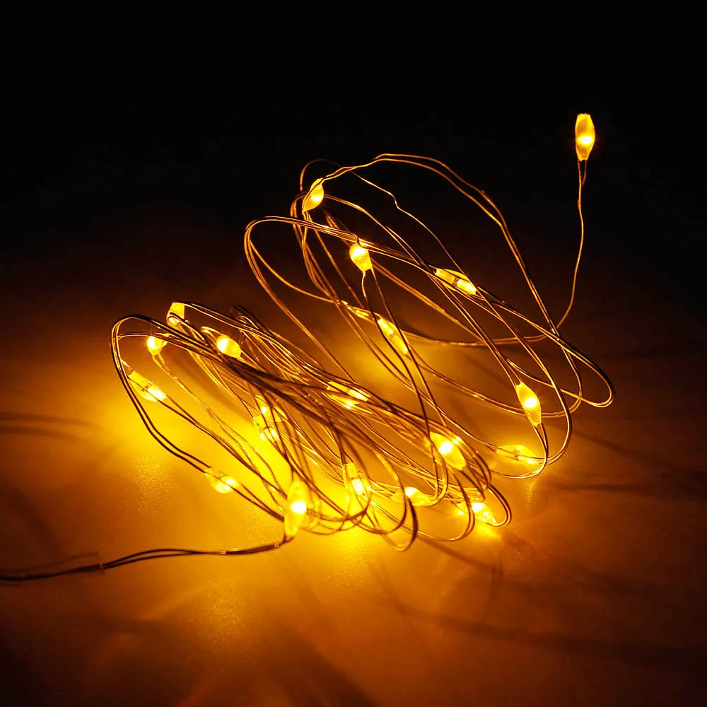 Custom made high quality CR2032 button battery operated flexible mini copper wire LED fairy string strip lights