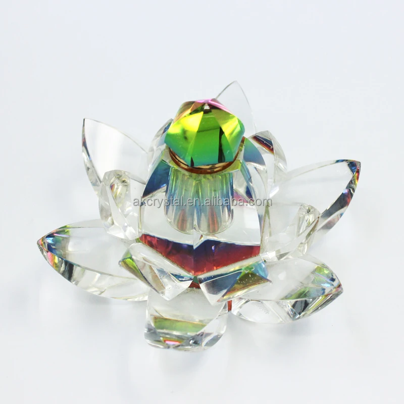 Lotus flower shaped k9 crystal empty perfume bottles Mini Portable Refillable Crystal Perfume Bottle Ornament Gift