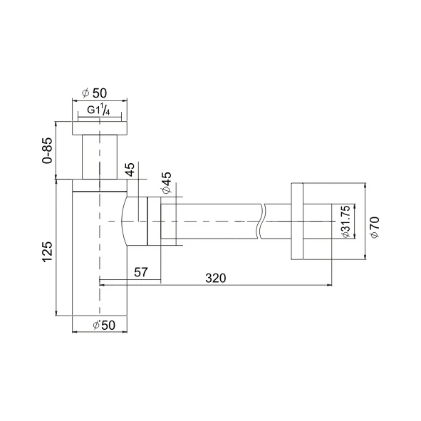 Дизайн европейского рынка sifon G 5/4 дюйма, круглая Модель t.b.v wastafel Inox Look