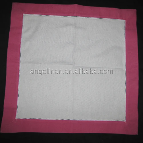 plain wedding white pure linen napkins with dot hemstitch in high quality