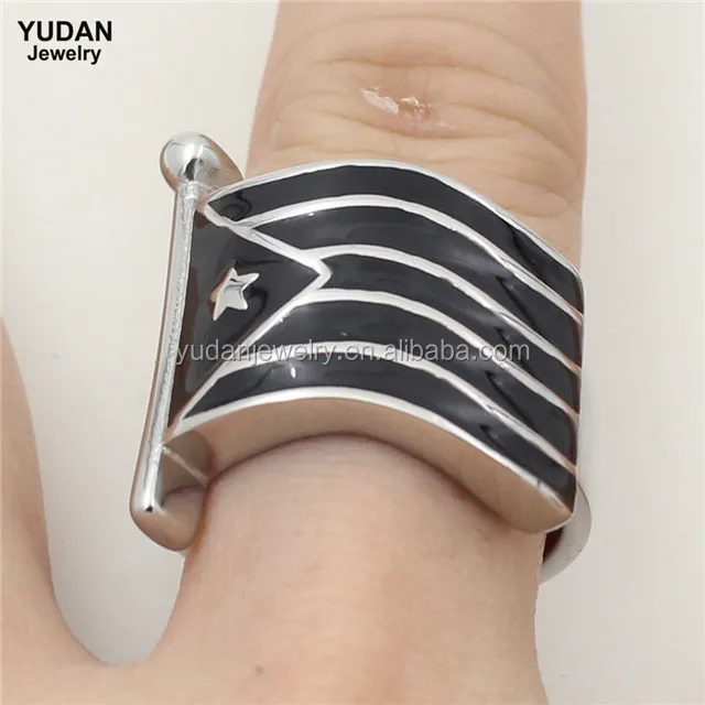 New design Custom Made Stainless Steel Puertorico Flag Ring