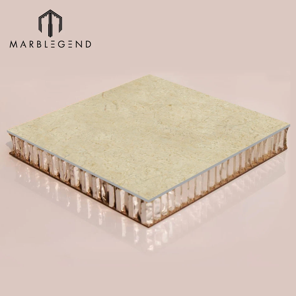 low price natural lightweight polished beige marble tile composite honeycomb panel