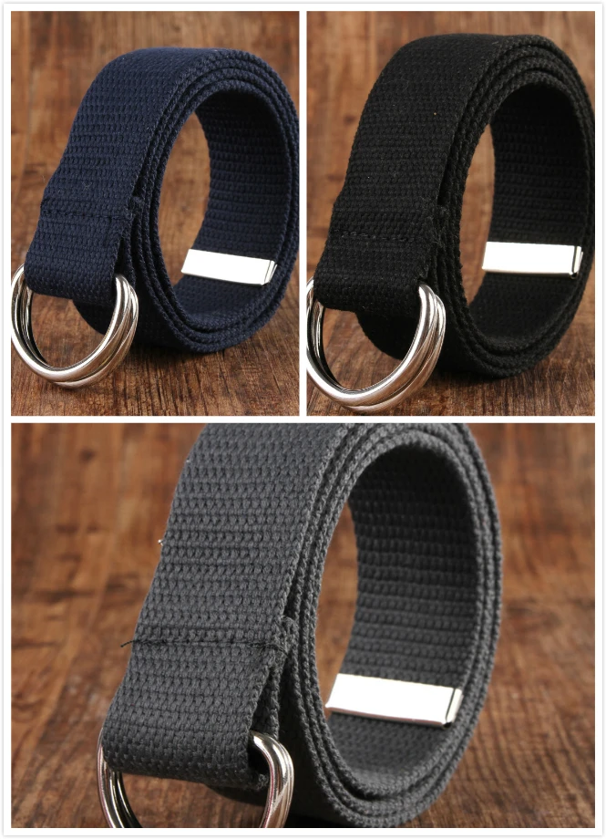 Double D-Ring Buckle Canvas Webbing Fabric Belt