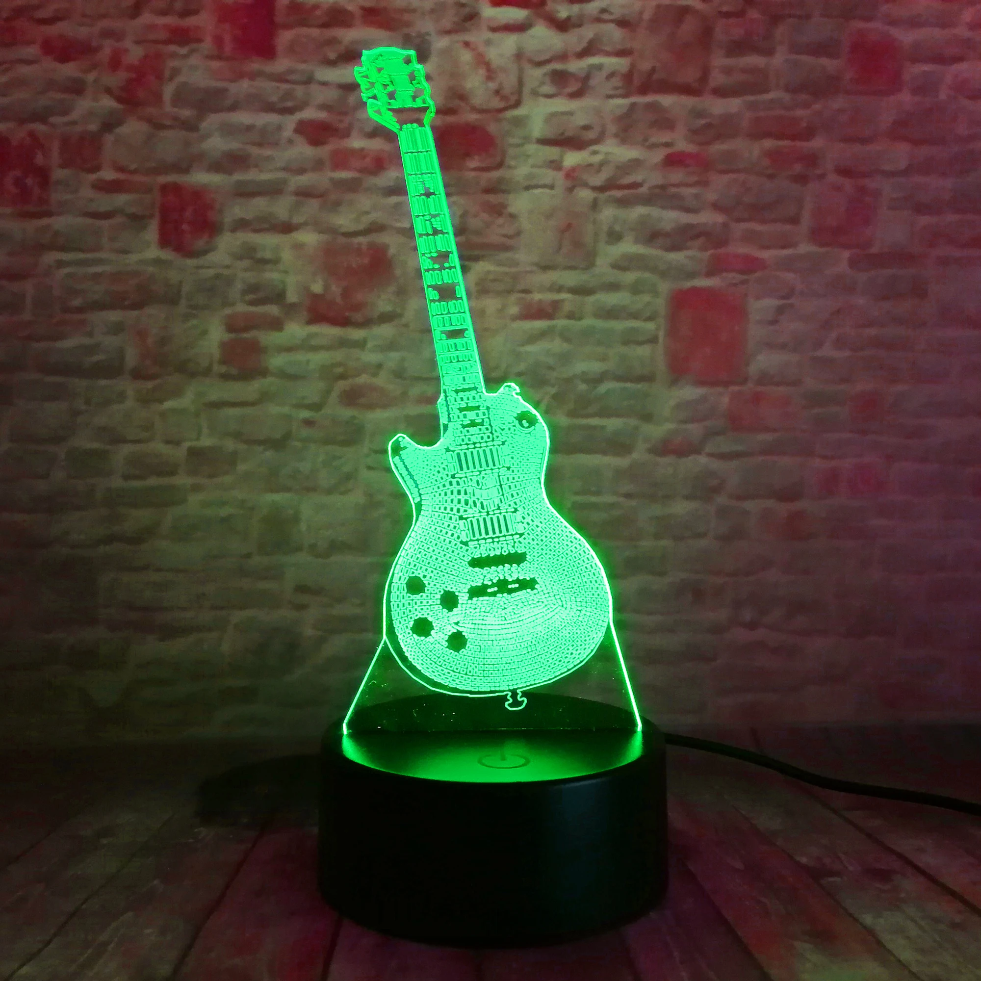 Luminous Bass Guitar Action Figure 3D Illusion LED NightLight Colorful Touch Flash Fairy Light Action & Toy Figures Child Gifts