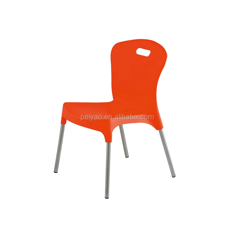 China Supplier PP and aluminum legs Green plastic Chair for sale
