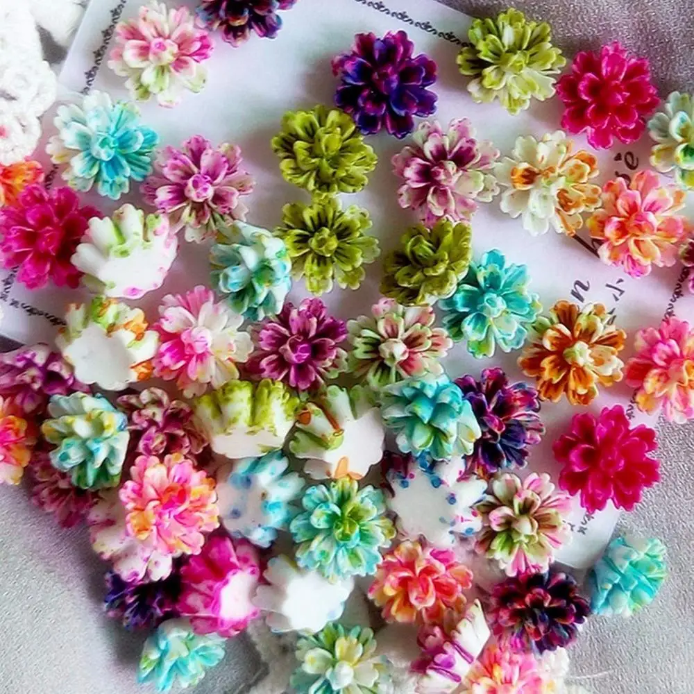 Mixed Colors Layered Flower Resin Flatback Cabochon Scrapbooking DIY Phone Hair Decoration