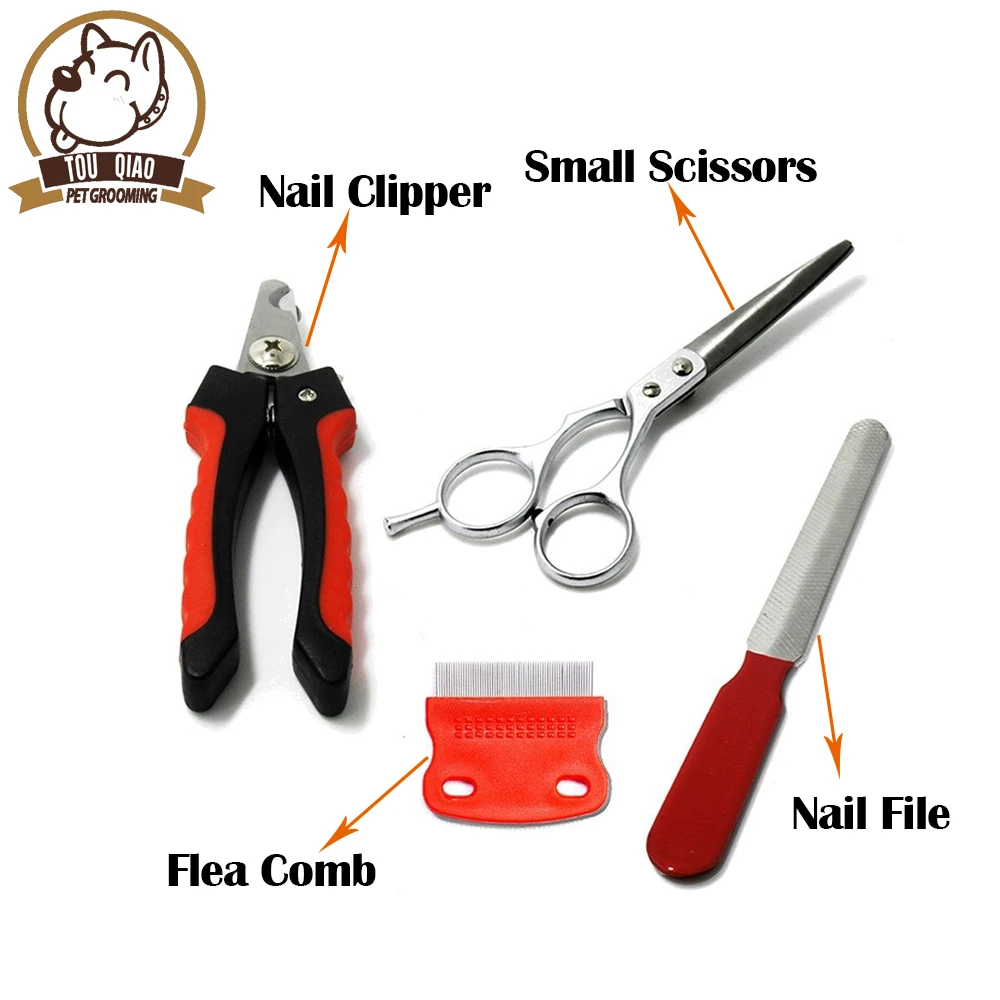 7-Piece Home Pet Grooming Kit with Double-Sided Brush,Flea Comb,Nail Trimmer,Undercoat Rake,Massage Mitt