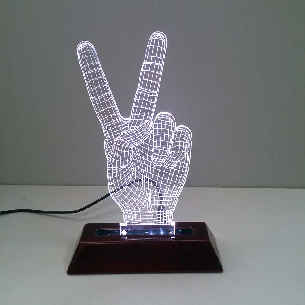 6 lights Red Wooden LED light base for 2D acrylics or crystals