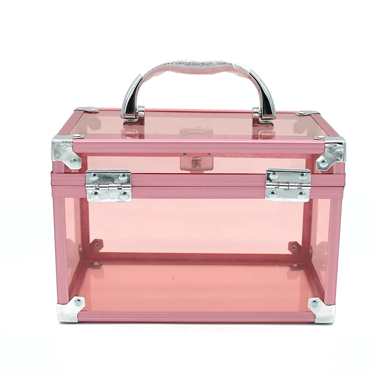 
Custom Pink Aluminum Train Beauty Acrylic Makeup Case 