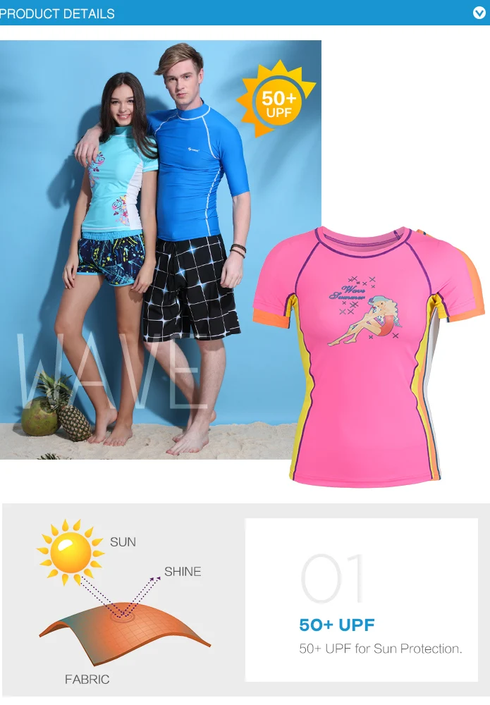 Personalizada watersports short sleeve upf 50 sublimated rashguard mma for women