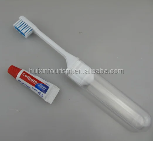 
Handy and disposable folding toothbrush with toothpaste 