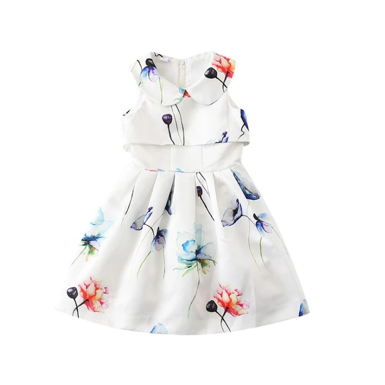 
New model Fashionable White Print Dress Mom and Daughter Matching Dress Baby Girl Dresses 3-8 years 