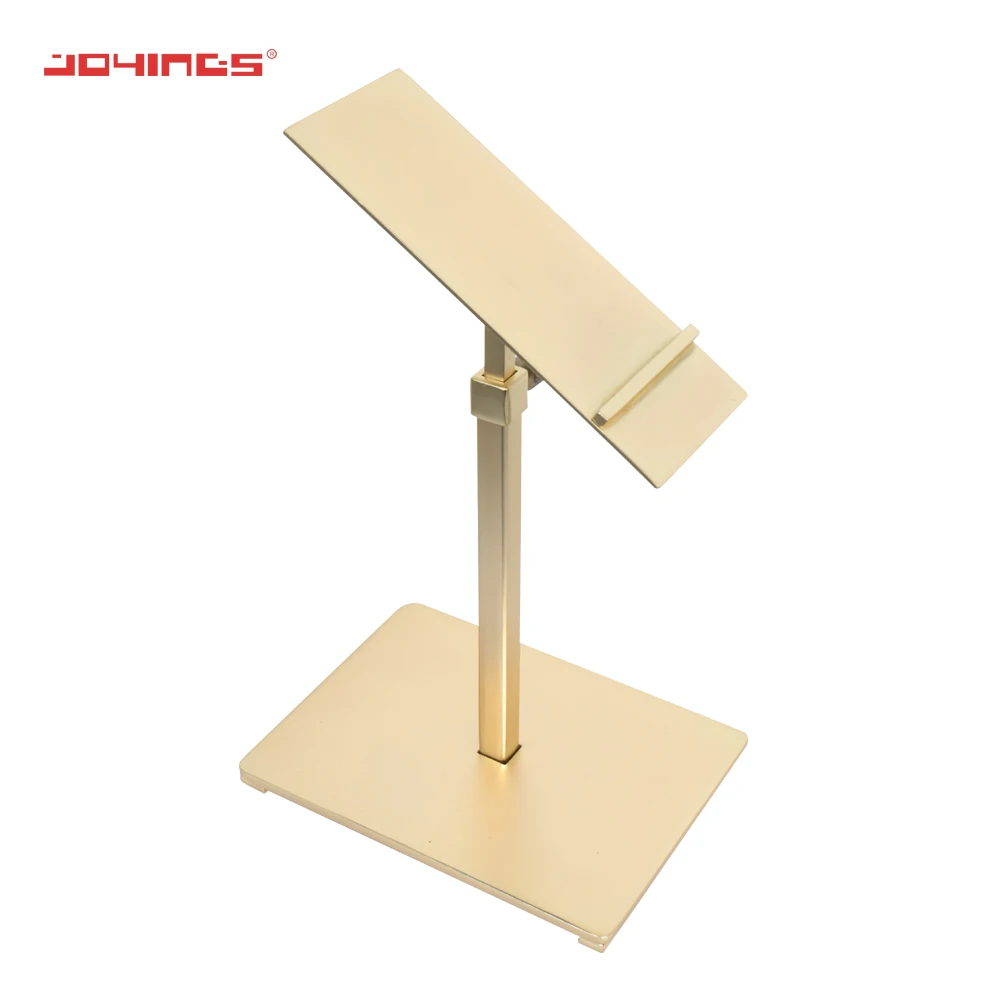 Boutique Golden Coating Stainless Steel Shoe Stand Rack Adjustable Shoe Display Stand Countertop Shoe Rack in Shopping Mall