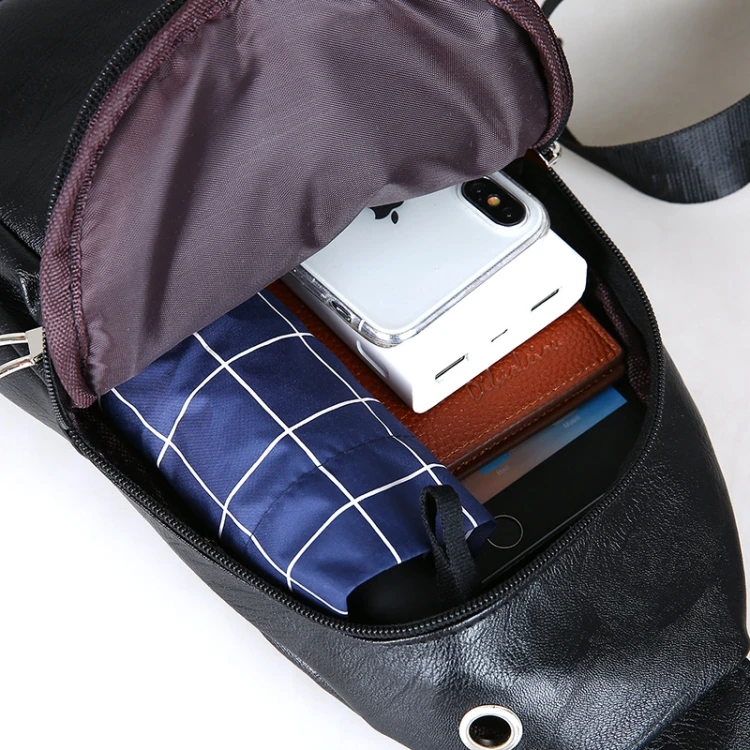 
2020 Hot sale Waterproof Functional Crossbody Mens PU Shoulder Chest Bag With Adjustable Strap 