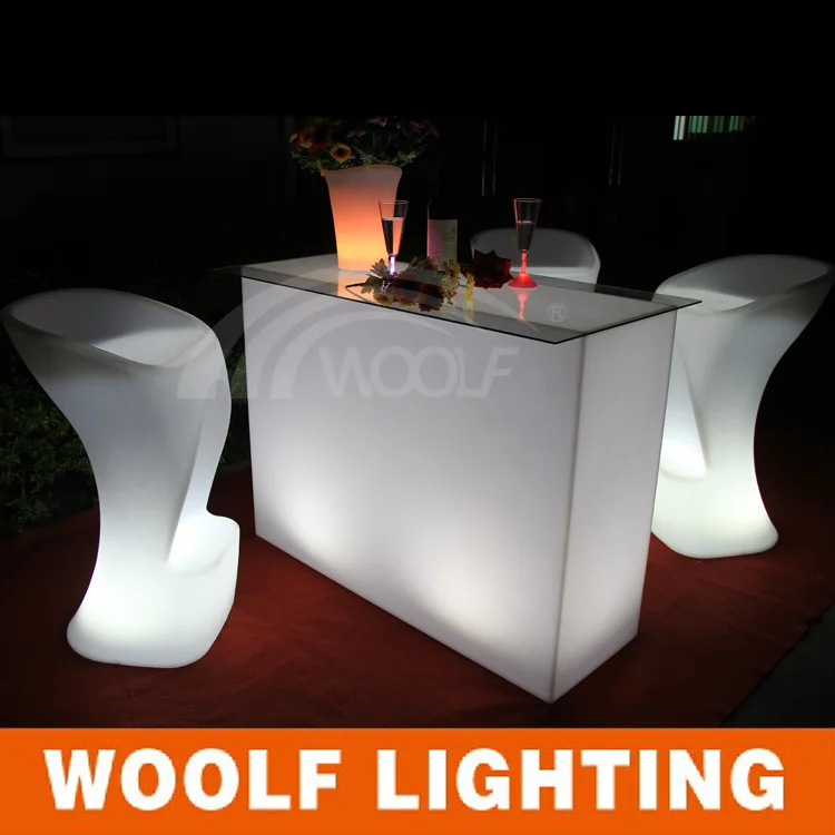 Glowing Rectangular LED Cocktail Lounge Table LED Party Events Lighting Up Decorative Table
