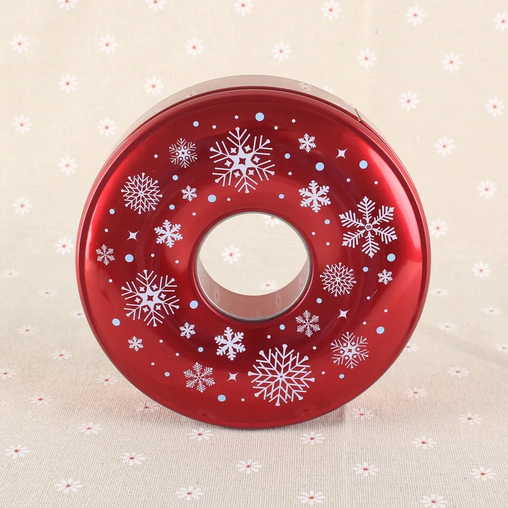 Wholesale ring shaped donut chocolate packing tin box for christmas gift and candy tin pack