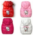 2015 children winter Outerwear Coats Hello Kitty Girls vest hooded vest Kids windbreaker Jacket 100 cotton