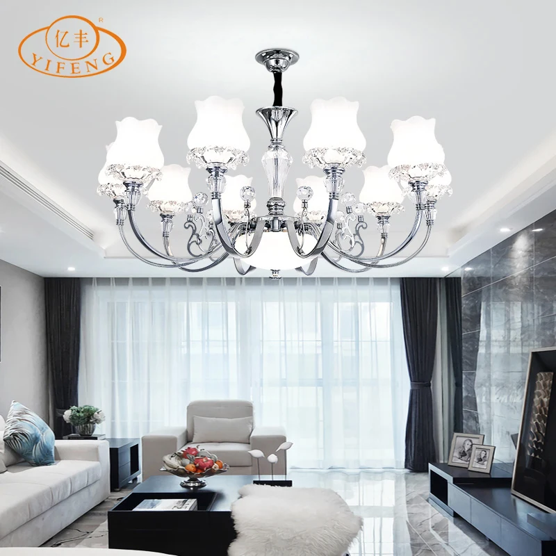 
Modern Design K9 Crystal Electroplating Painting Lights E14 LED 6-10 pcs Chrome Chandelier Pendant light 