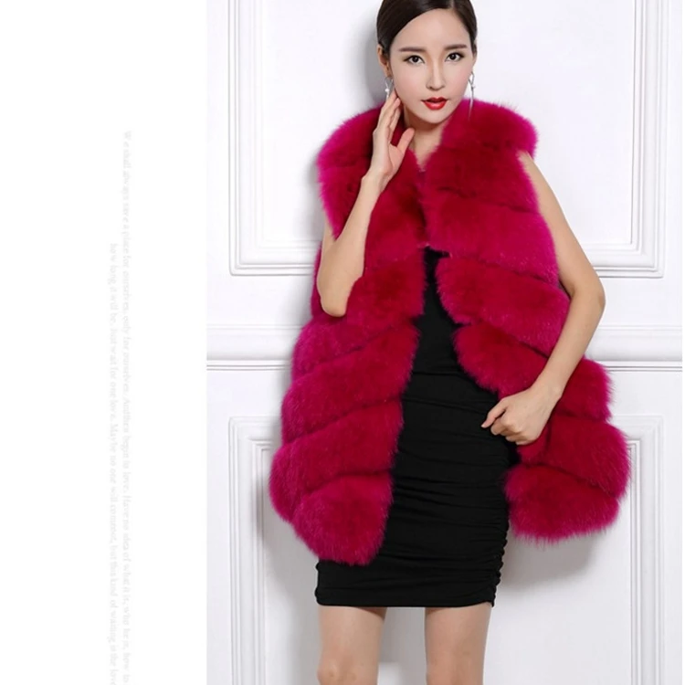 
Latest Design Women Faux Fur Vest Popular Style Colourful Long Fake Fox Fur 