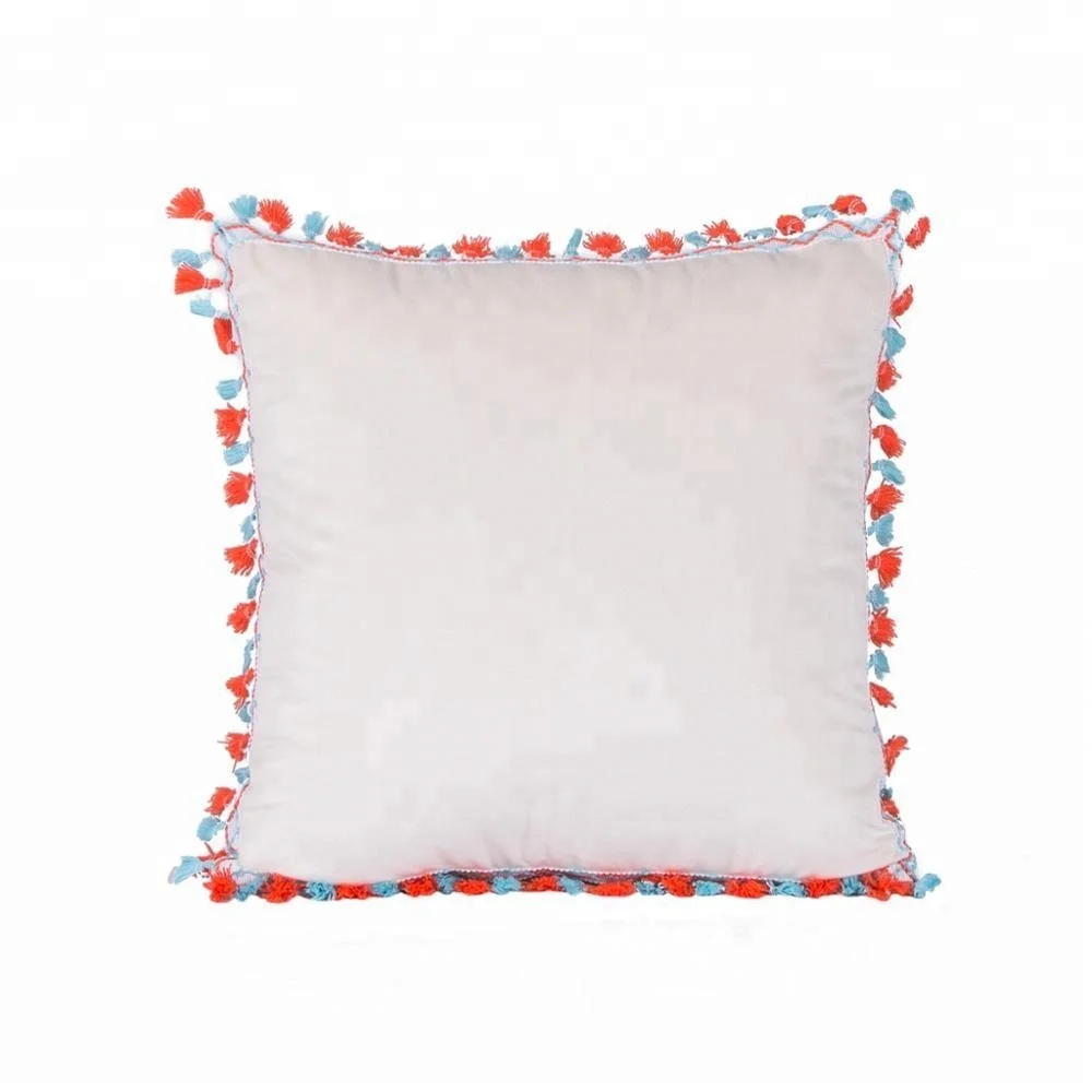 China Spun Wholesale Sofa Cover Polyester micro Italian Super Soft Velvet Fabric Cushion Cover with tassel fringe trim
