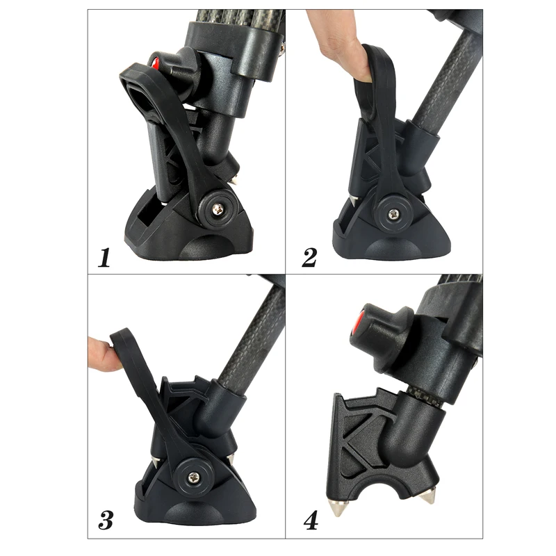 Cayer BV25LH Hot selling carbon fiber tripod kit professional video camera tripod with horsehoof rubber feet 3 sections