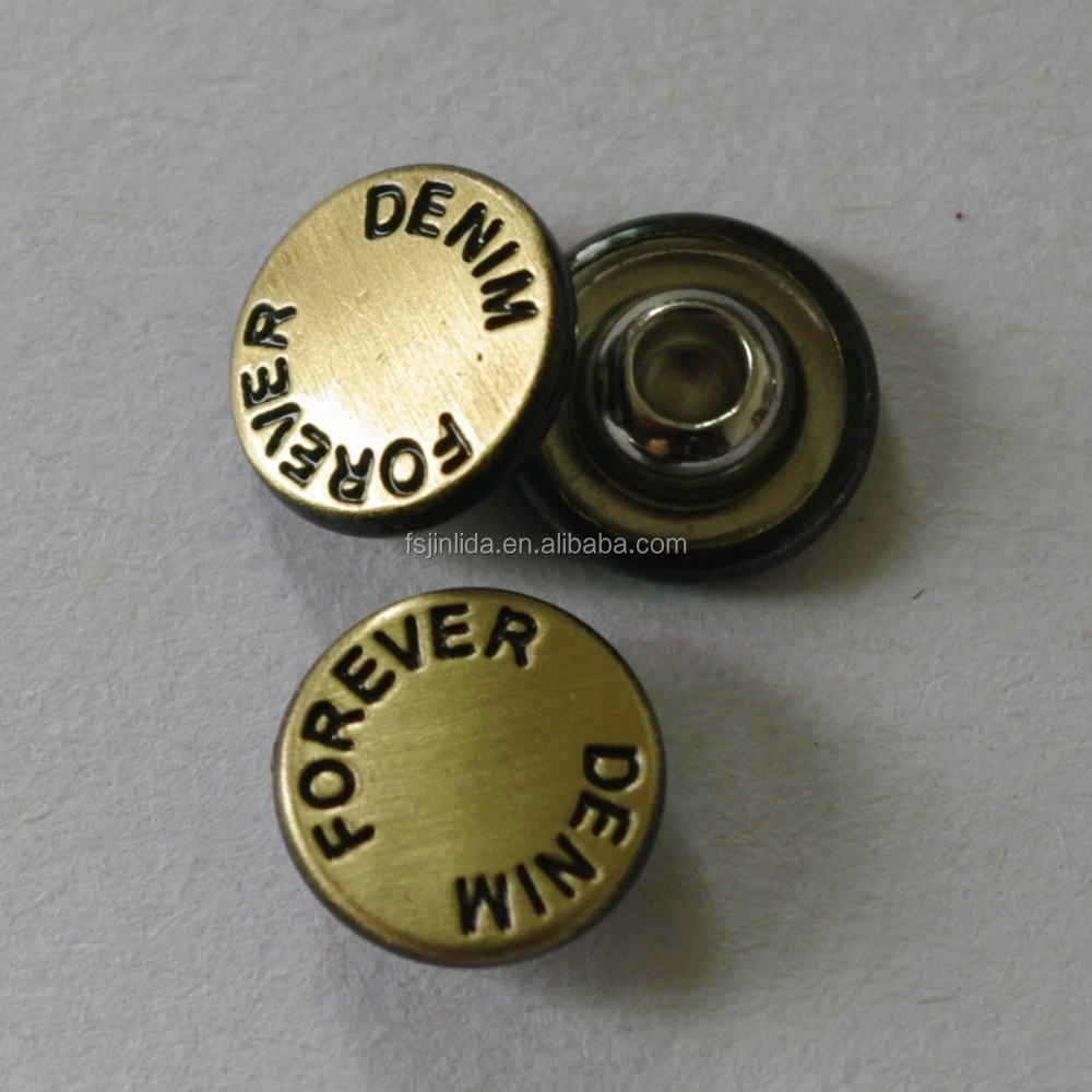 
9mm anti brass brushed color metal badge jeans rivet 
