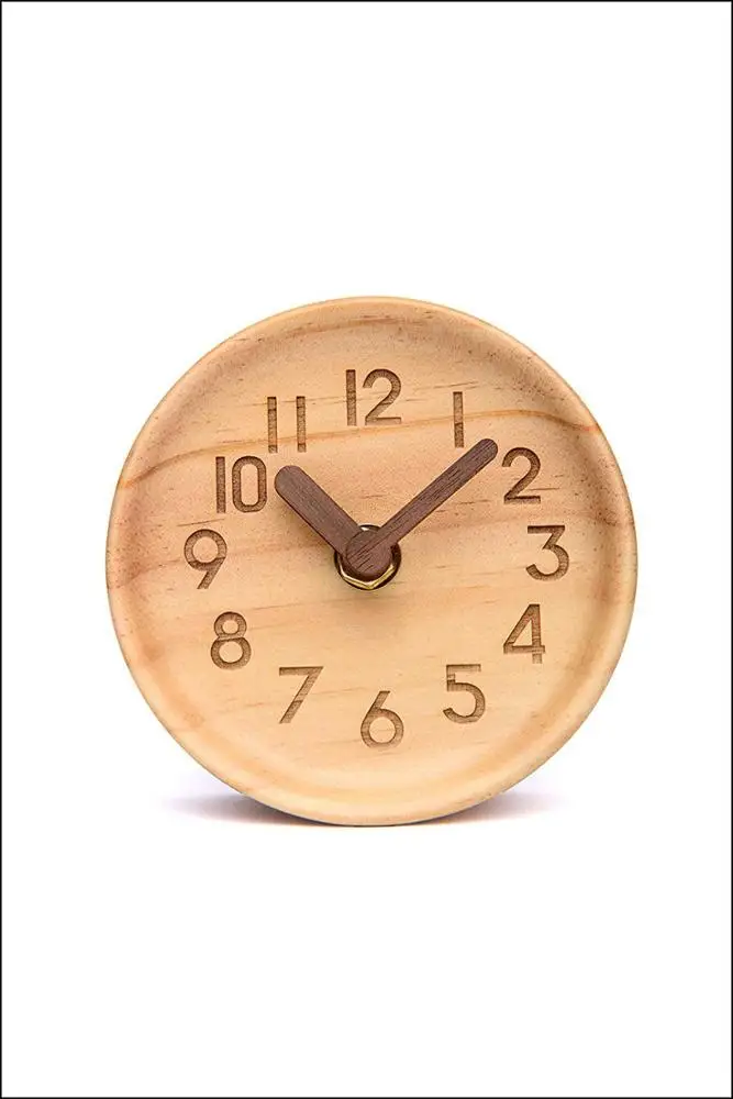 
Wooden Desk & Table Analog Clock Made of Genuine Pine,wooden clock with customized logo 