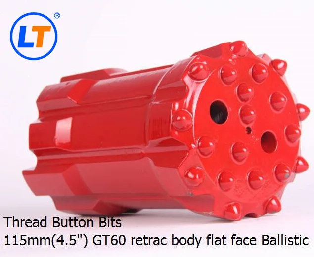 GT60 115MM,140MM,152MM ROCK DRILL THREAD AND RETRAC BUTTON BIT WITH 3.66M M/F ROD