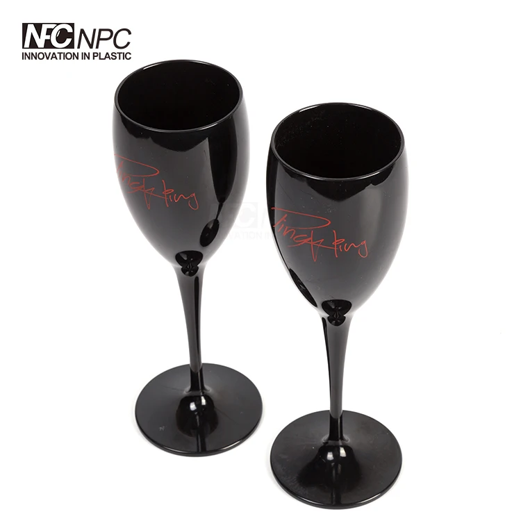 Black Polycarbonate Plastic Champagne Glasses Flutes For Party&events