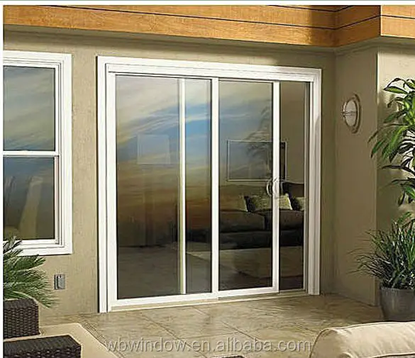 3- track customized size PVC/UPVC sliding closet door for apartment