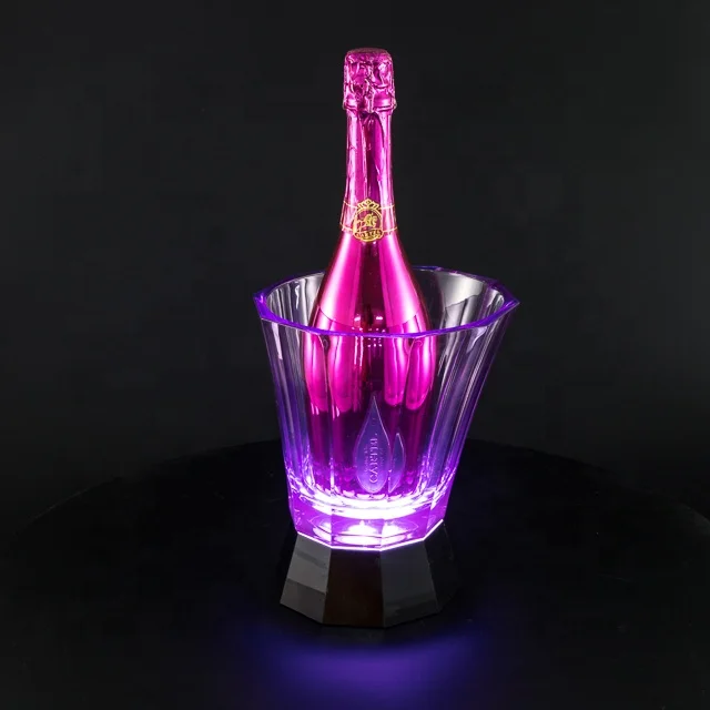 
Custom Logo rechargeable wine and beer ice bucket with led light, Illuminated LED plastic Champagne Acrylic Ice Bucket 