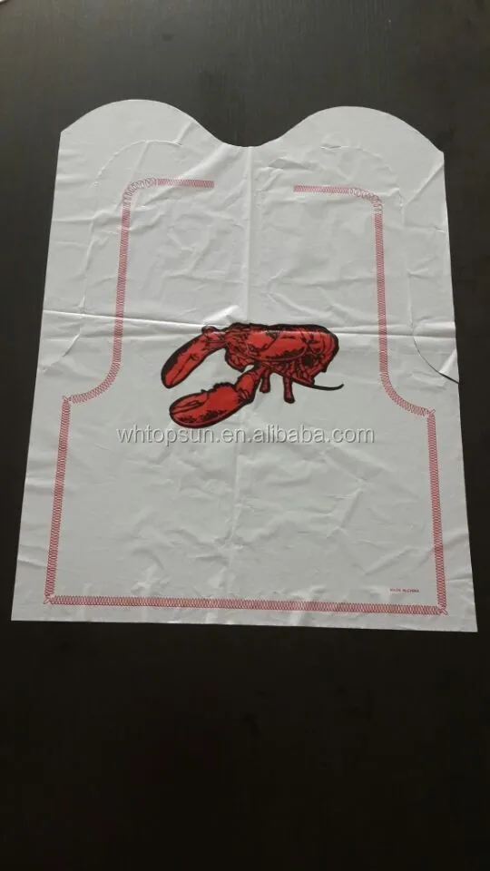 Disposable plastic lobster bibs with pocket